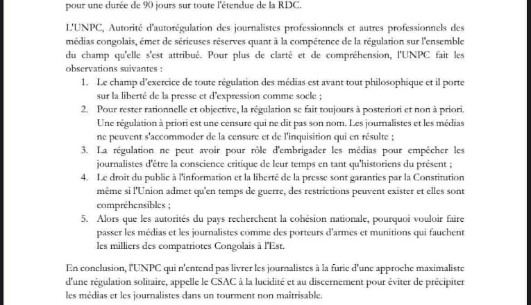 Suspension de la médiatisation des activités du PPRD : L’UNPC appelle à la retenue et à la lucidité
